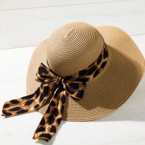 Leopard Print Bow Sun Hat - Picture 4 of 7